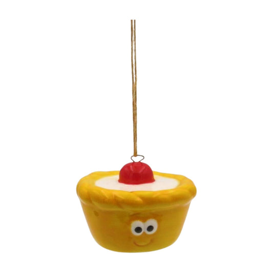 Fun ceramic Cherry Bakewell cake hanging decoration