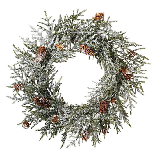 SNOWY WREATH WITH PINECONES (50cm)