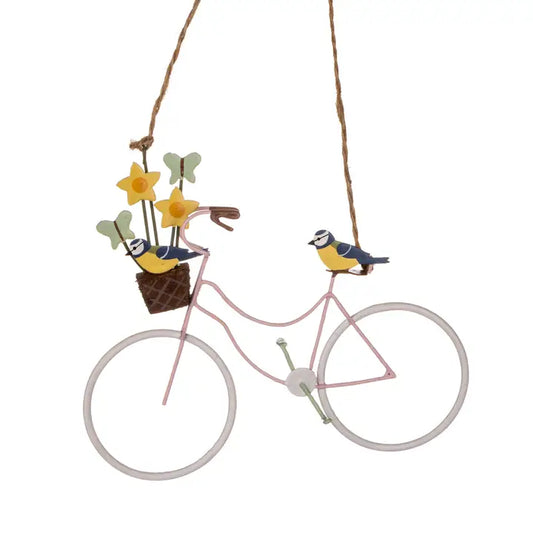 Blue Tits on Bike Hanging Ornament