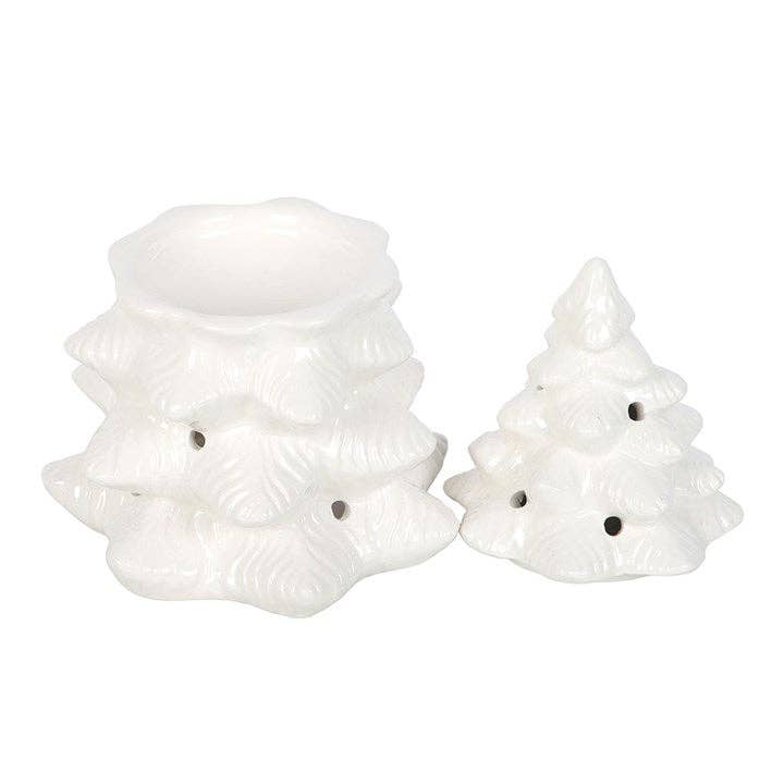 White Winter Fir Tree Oil Burner and Wax Warmer