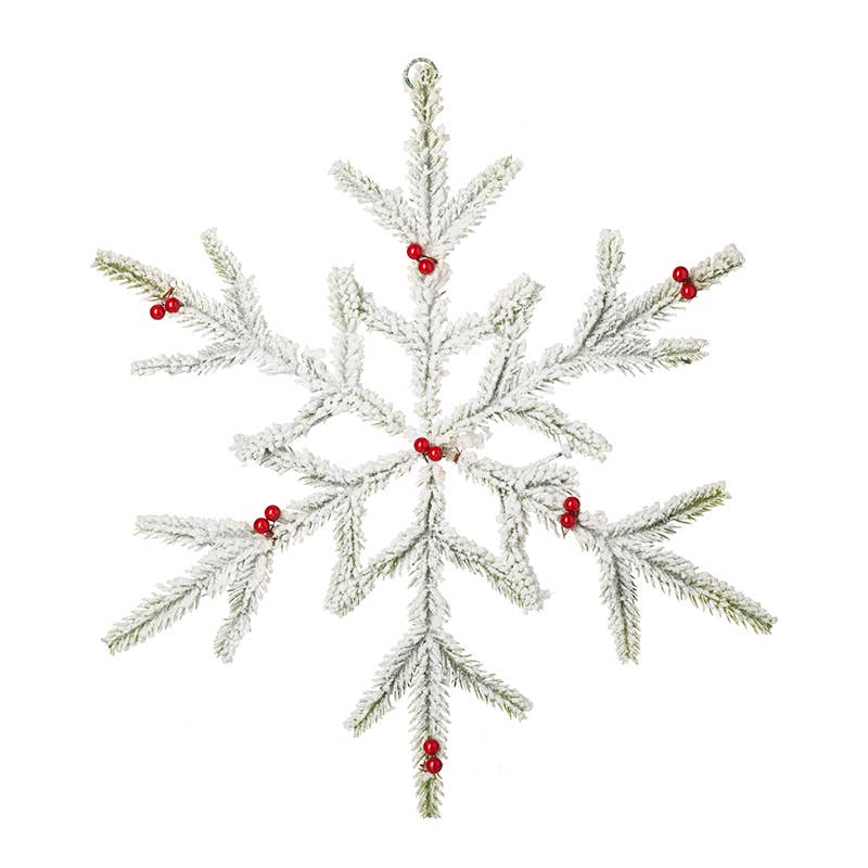 WHITE FIR SNOWFLAKE WITH RED DECS