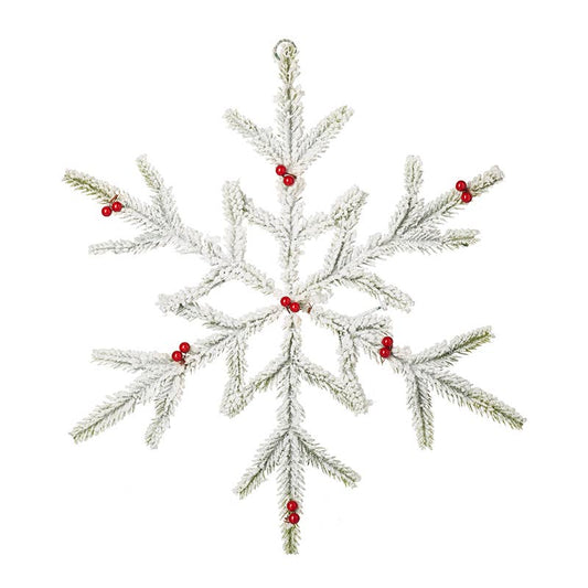 WHITE FIR SNOWFLAKE WITH RED DECS
