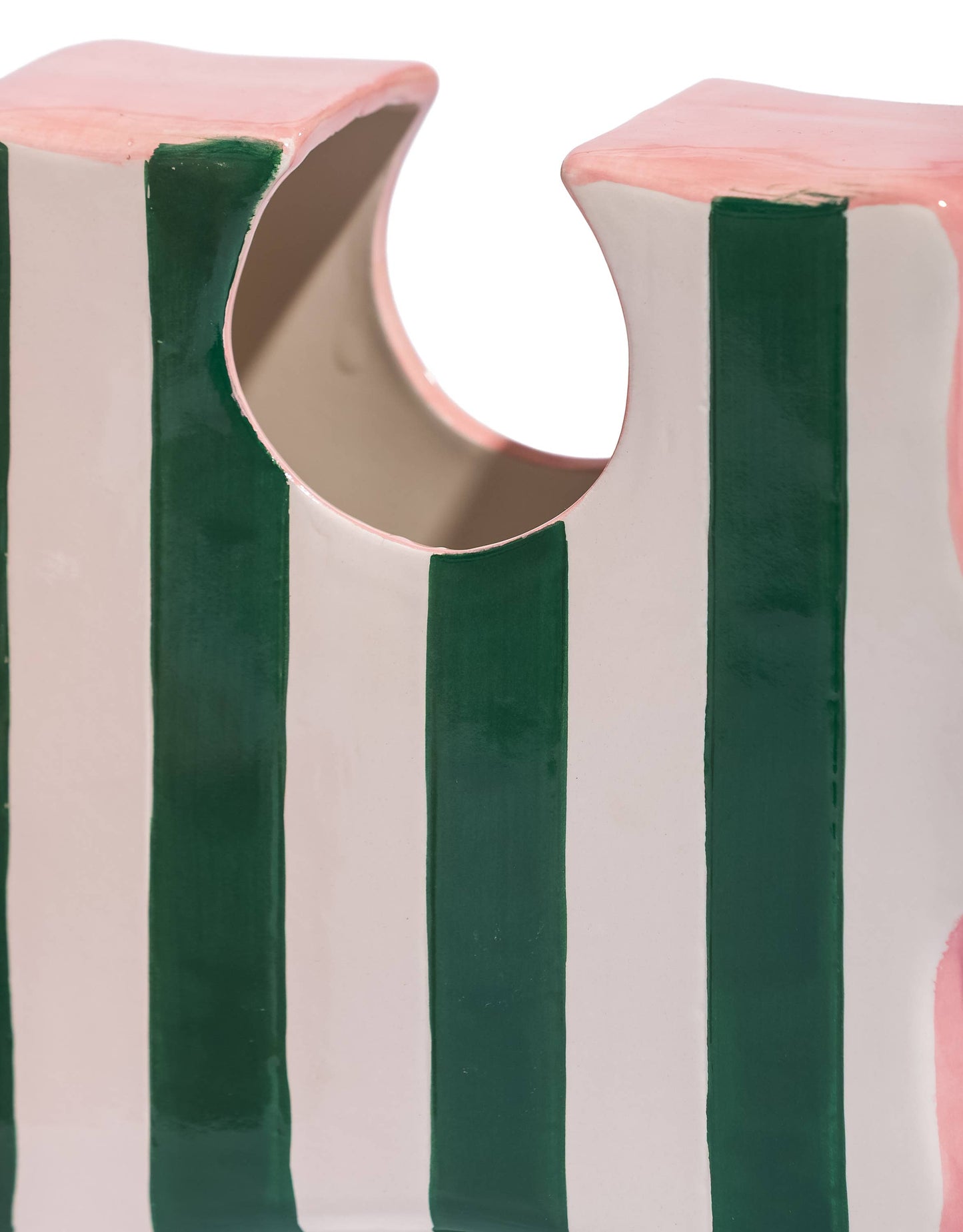 Green/White & Pink Ceramic Jigsaw Piece Vases