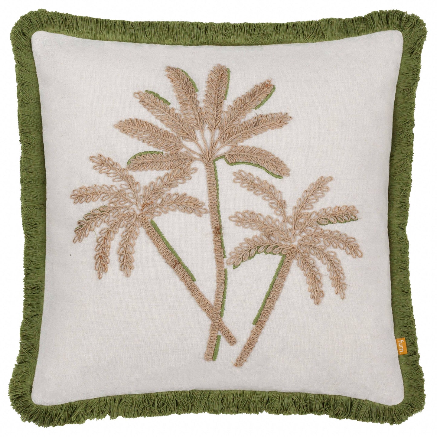 Palm Embroidered Cushion Green