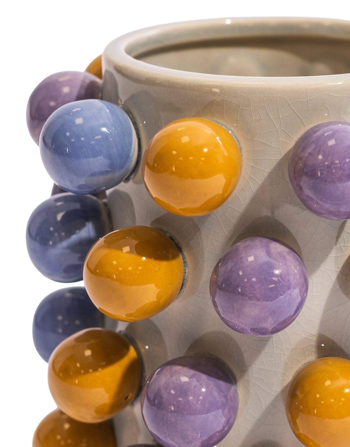 Ceramic Yellow / Blue / Lilac "Pom Pom" Vase