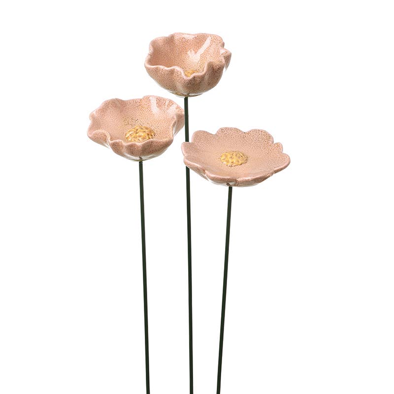 CERAMIC PINK POPPY ON STICK MIX 3, MED