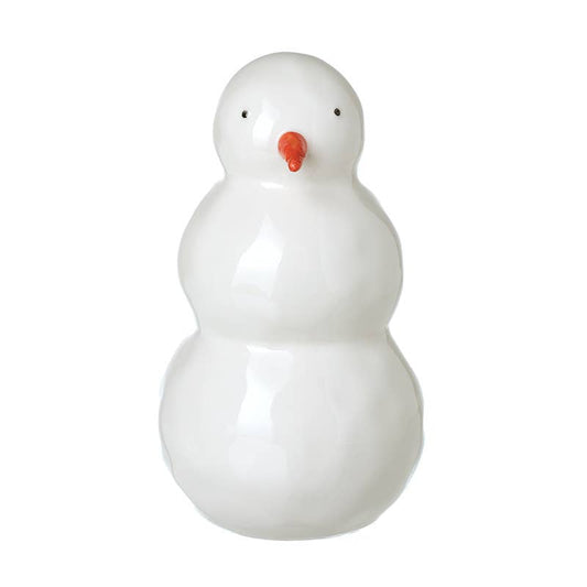Christmas -LARGE WHITE CERAMIC SNOWMAN ORNAMENT (wwT)