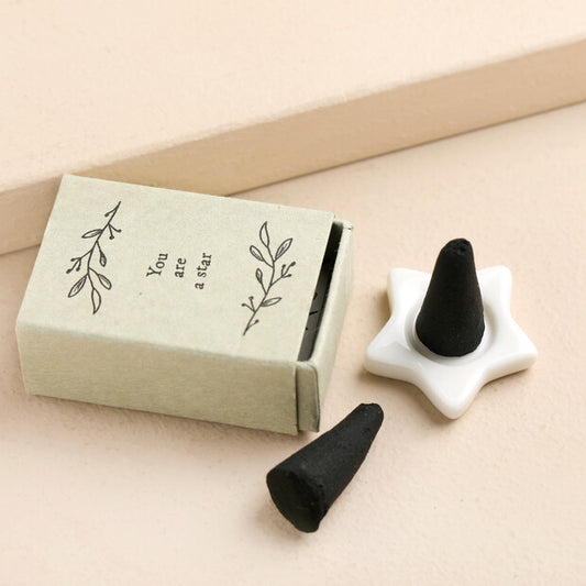 East of India Matchbox Incense Cone Set - You are Star