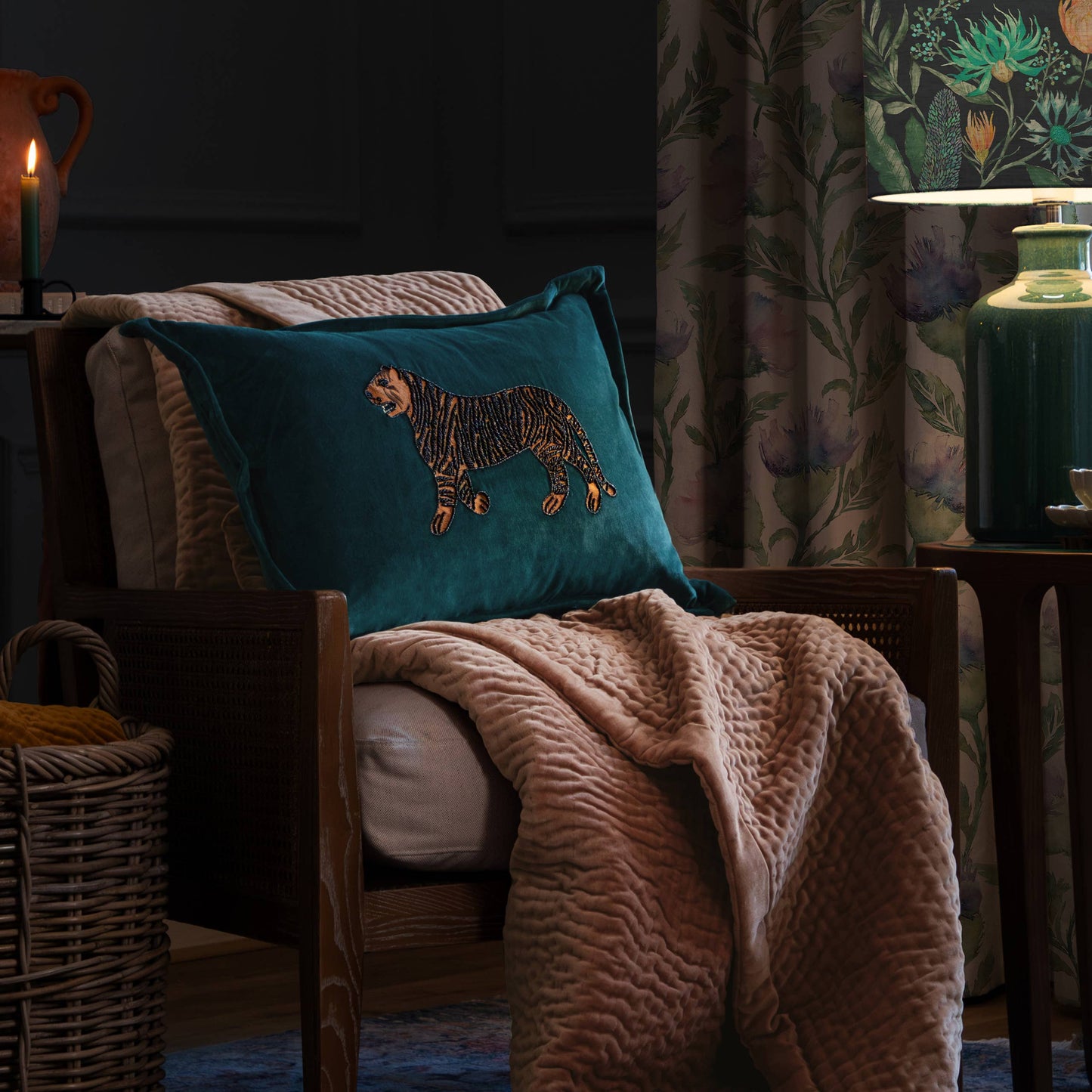 Durga Embroidered Cushion Teal