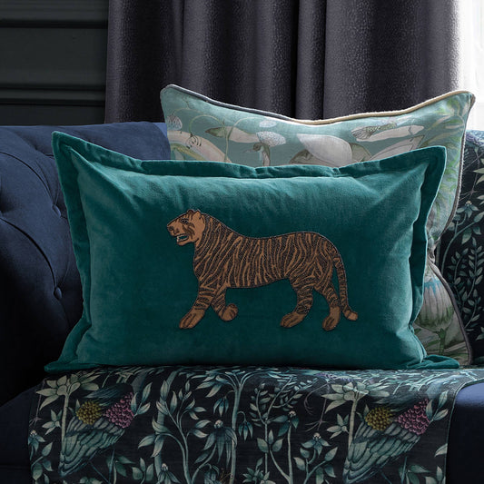 Durga Embroidered Cushion Teal