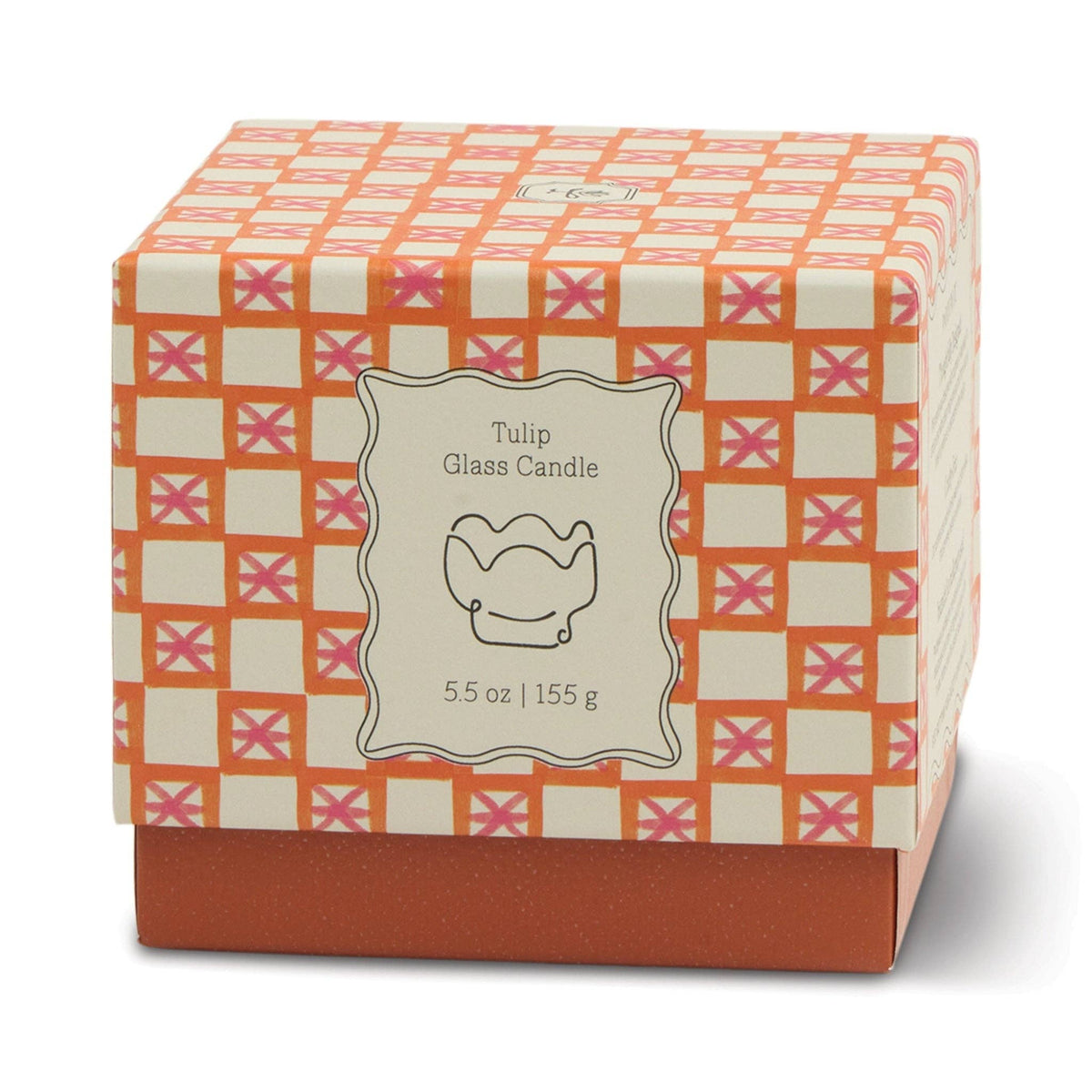 Tulip 5.5oz/155g Pink and Burnt Orange Glass Candle - Cactus Flower