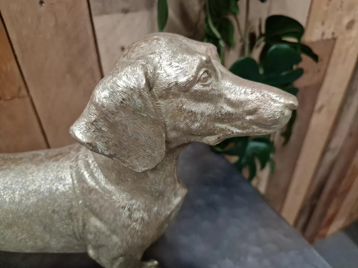 Antique Gold Dachshund Figure