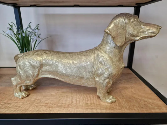 Antique Gold Dachshund Figure