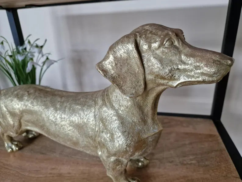 Antique Gold Dachshund Figure