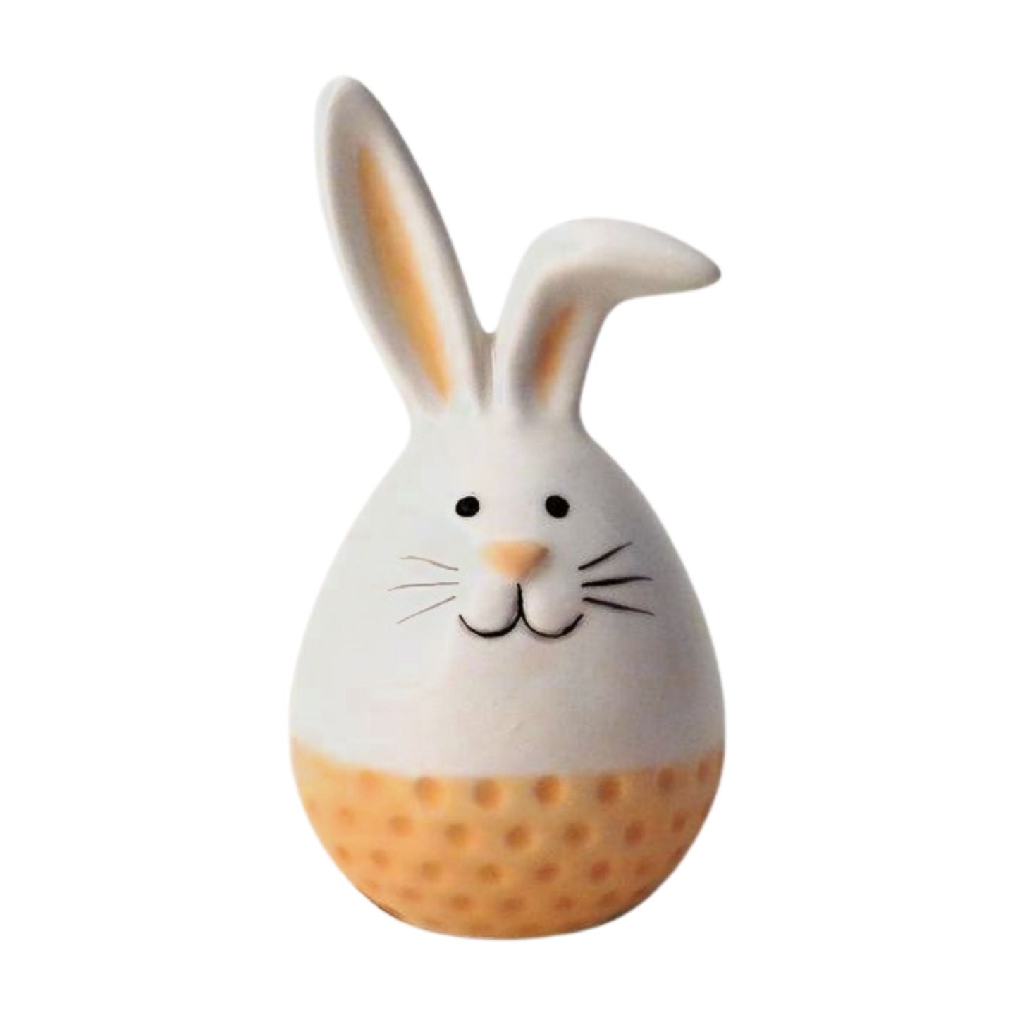 Egg shaped ceramic rabbit figure with two tone design Large