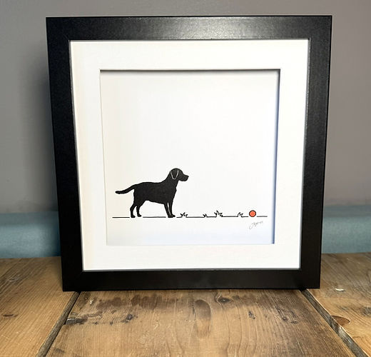 Labrador 'Go fetch...' 9x9 inch framed print