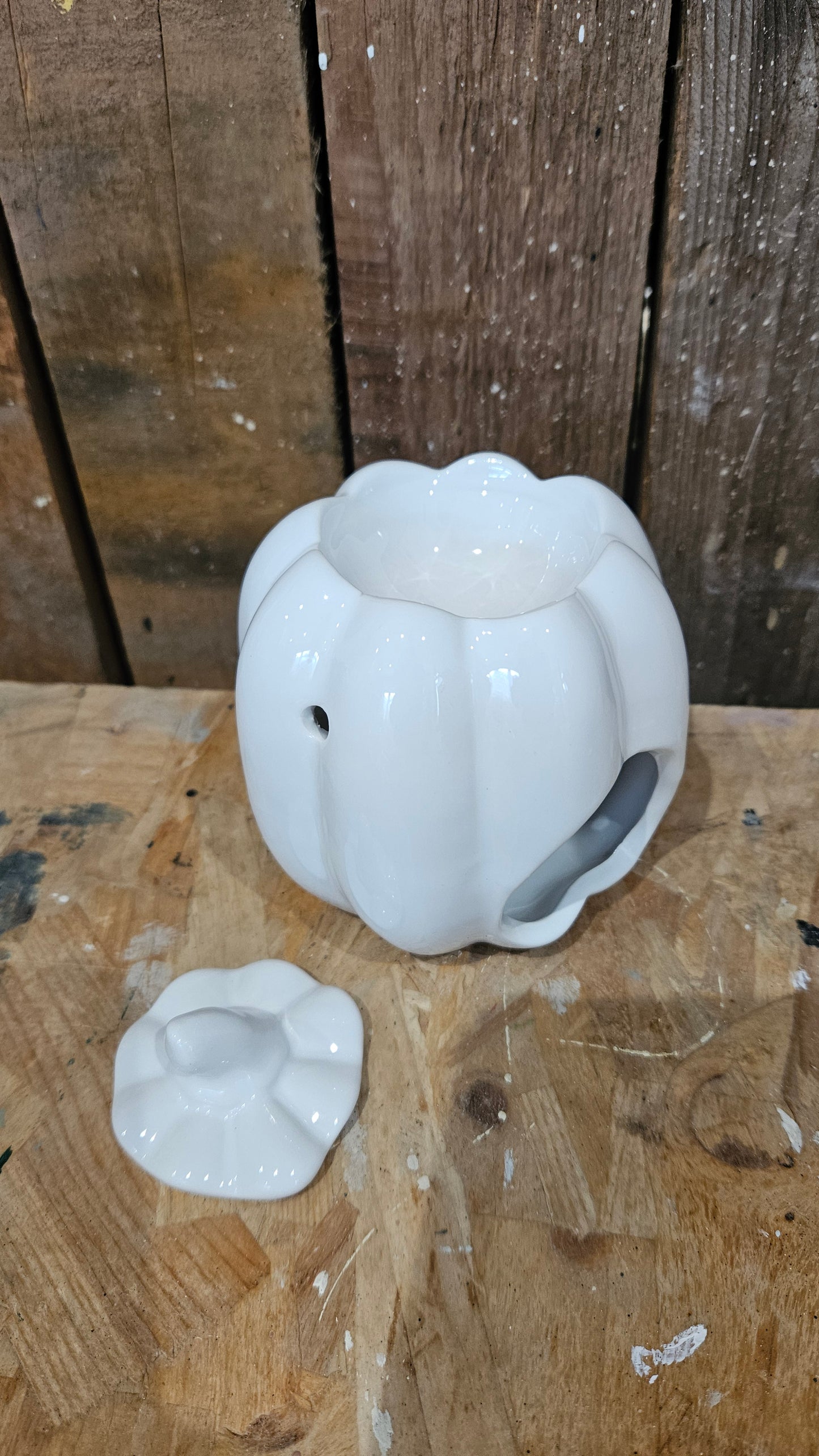 White Ceramic Pumpkin Wax Melter