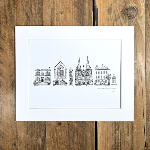 Lichfield Landmarks 10x8 inch signed print