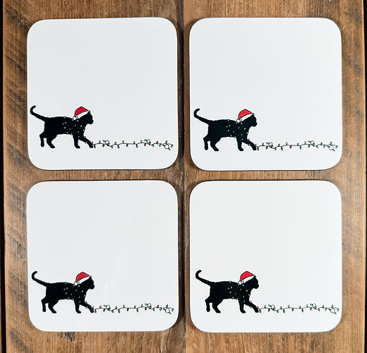 Cat Christmas coaster