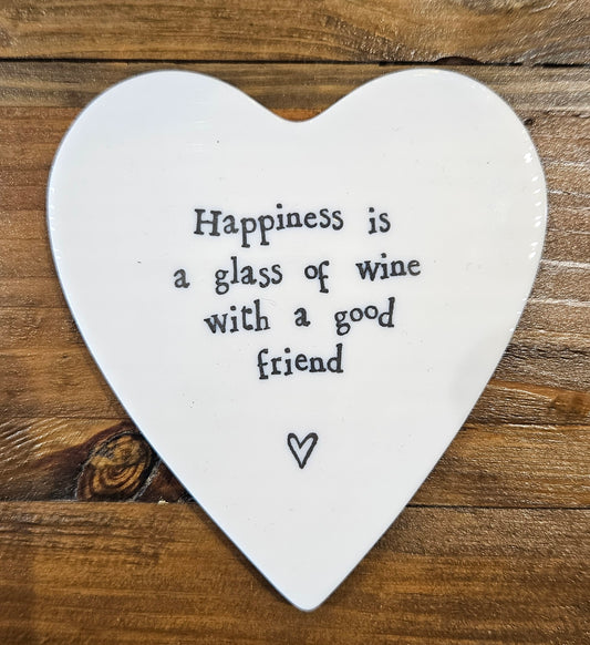 Porcelain coaster- Happiness is a glass of wine