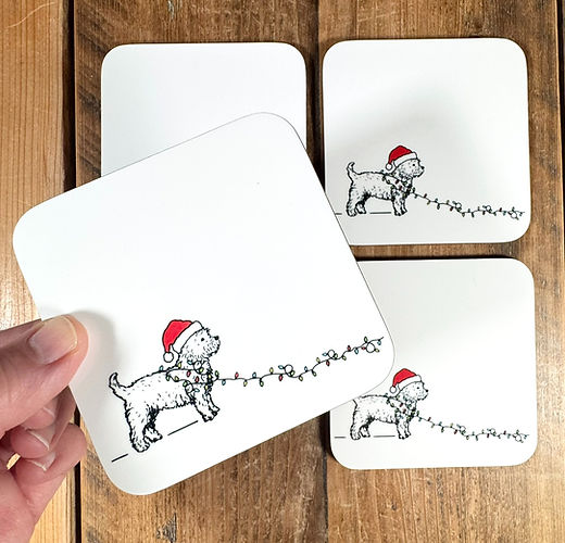 Westie Christmas coaster