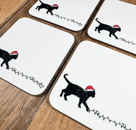 Cat Christmas coaster