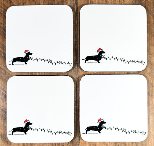 Dachshund Christmas coaster