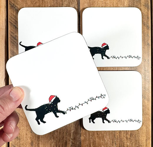 Cat Christmas coaster
