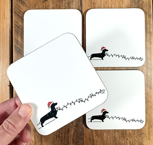 Dachshund Christmas coaster