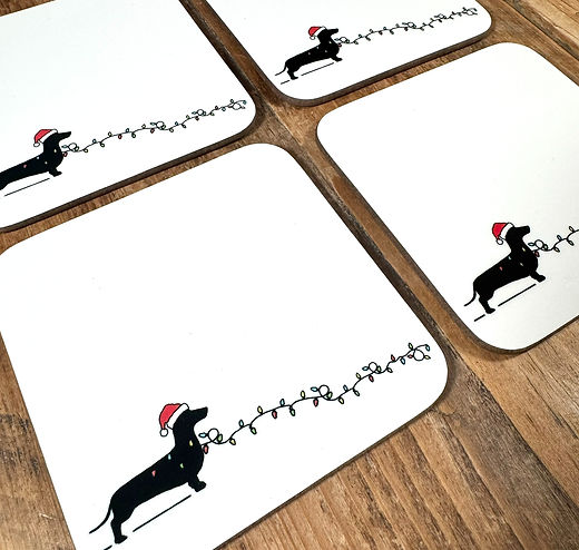 Dachshund Christmas coaster