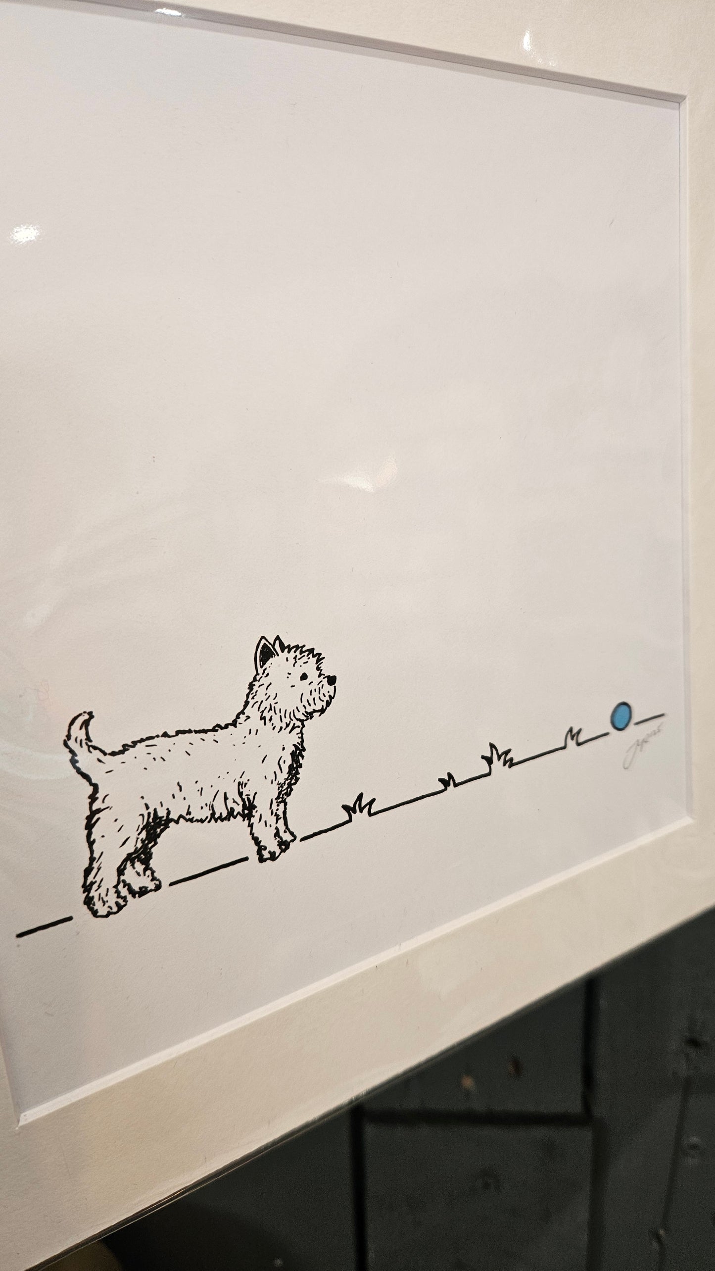 Westie / Terrier 'Go fetch...' 9x9 inch mounted print