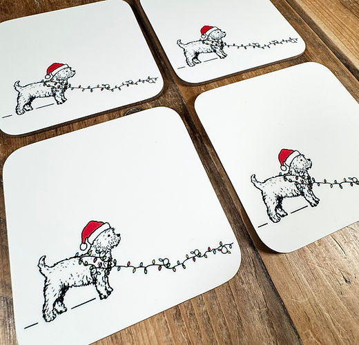 Westie Christmas coaster