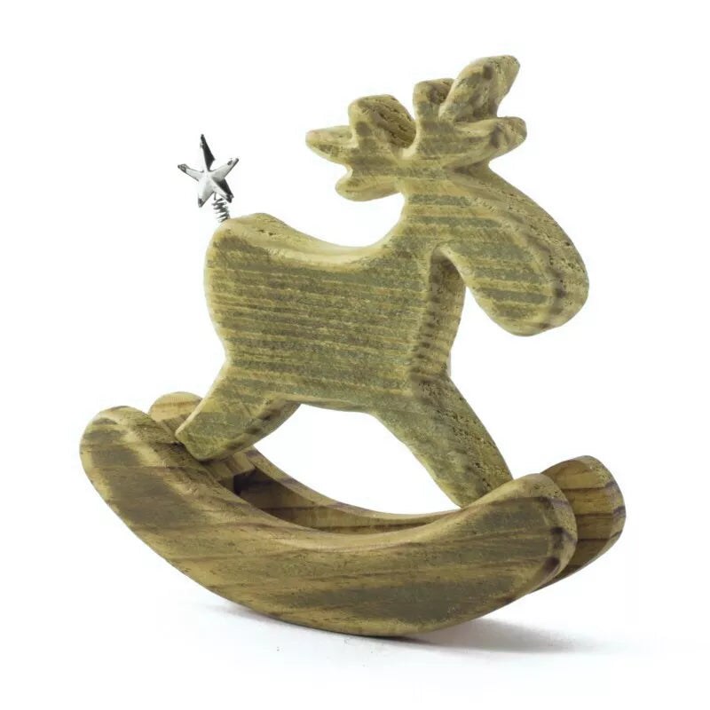 Wooden Reindeer Rocker with Star Tail