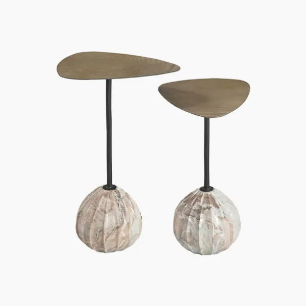 Olea Set of 2 Marble & Iron End Table