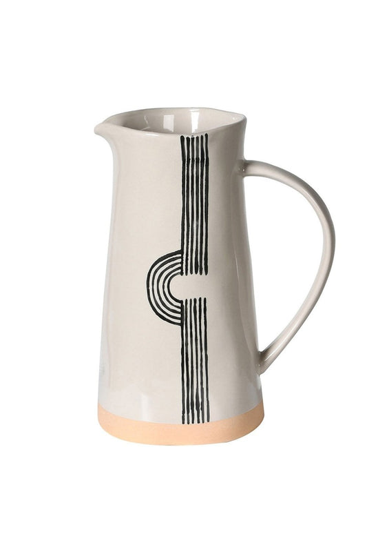 Cream and Black Abstract Ceramic Jug