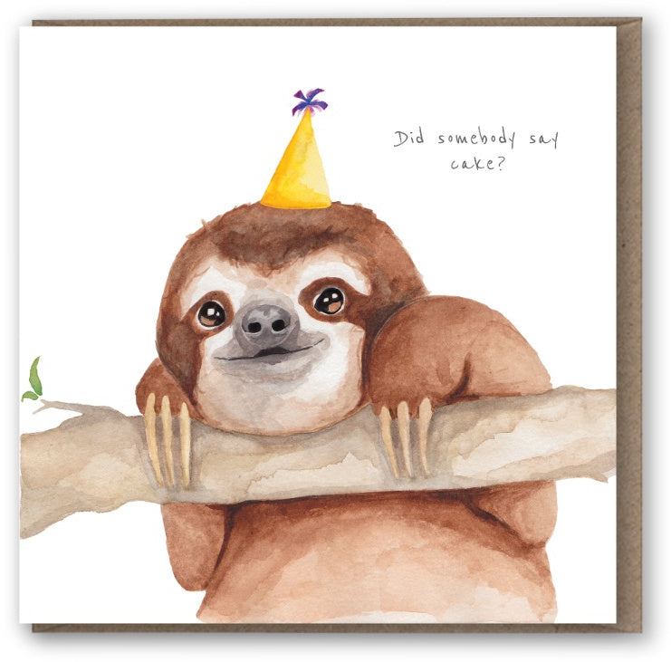 Sloth With Cake Greeting Card