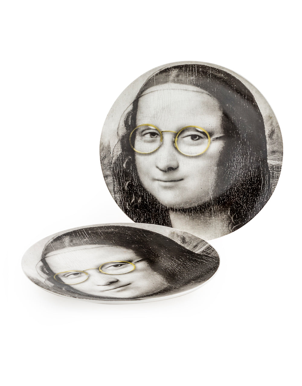 Black & White Mona Lisa in Glasses Plate