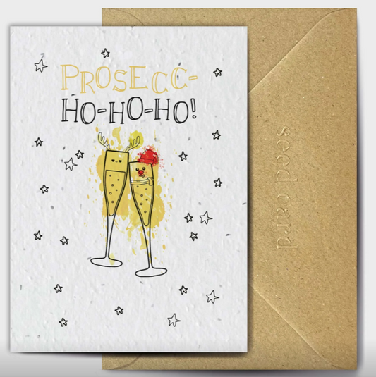 Prosec ho ho ho  - Plantable Seed Christmas Card