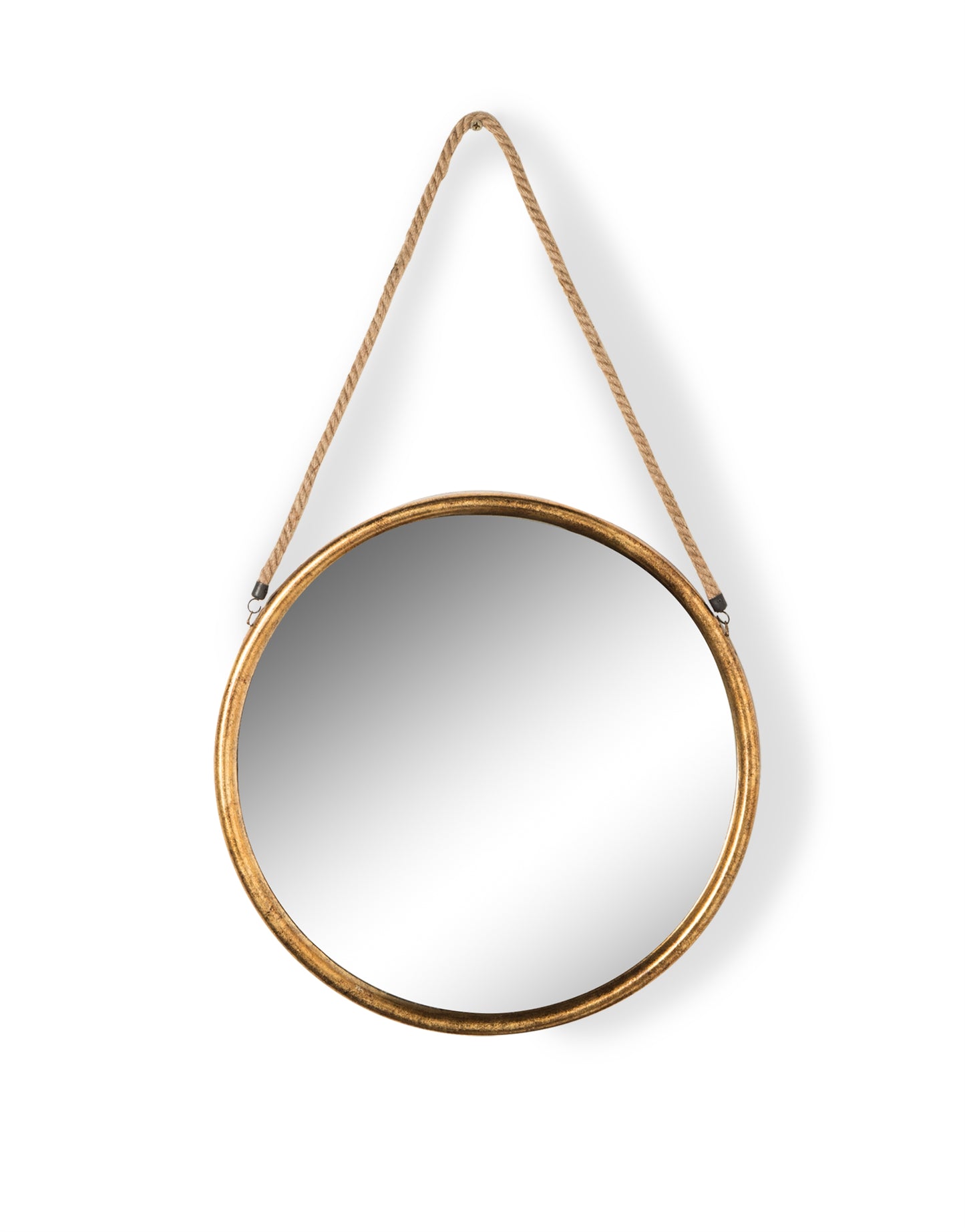 Round Metal Mirror with Rope Hanger