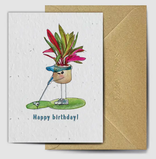 Happy Birthday Golfer seed card