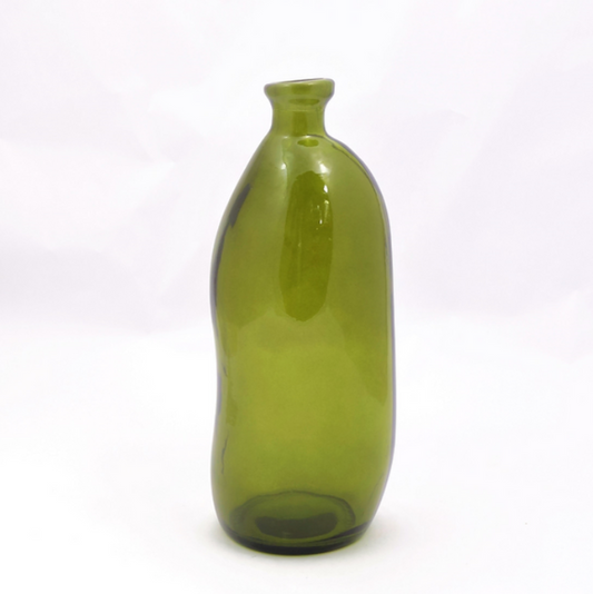 Olive Green 35cm Blown Glass vase