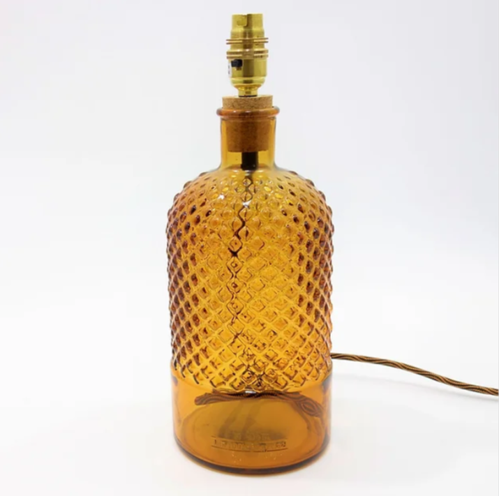 Recycled Glass lamp base 34cm Amber